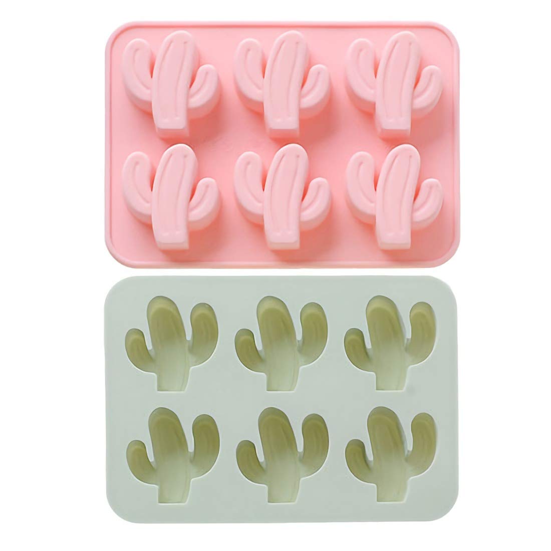 Moldfun 2-Pack Cactus Ice Cube Tray Cacti Silicone Mold For Diy Chocolate Candy Gummy Jello Jelly Bakeware Baking Muffin Cupcake