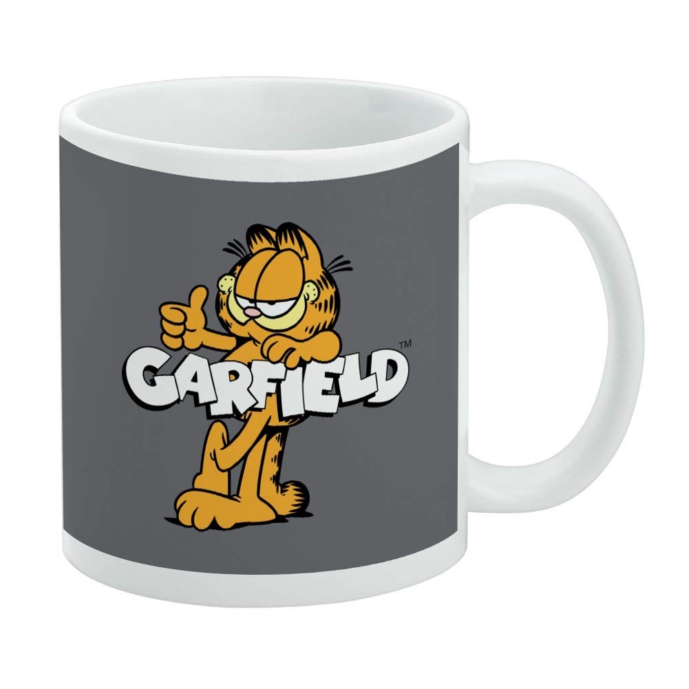 Garfield with Logo Ceramic Coffee Mug, Novelty Gift Mugs for Coffee, Tea and Hot Drinks, 11oz, White