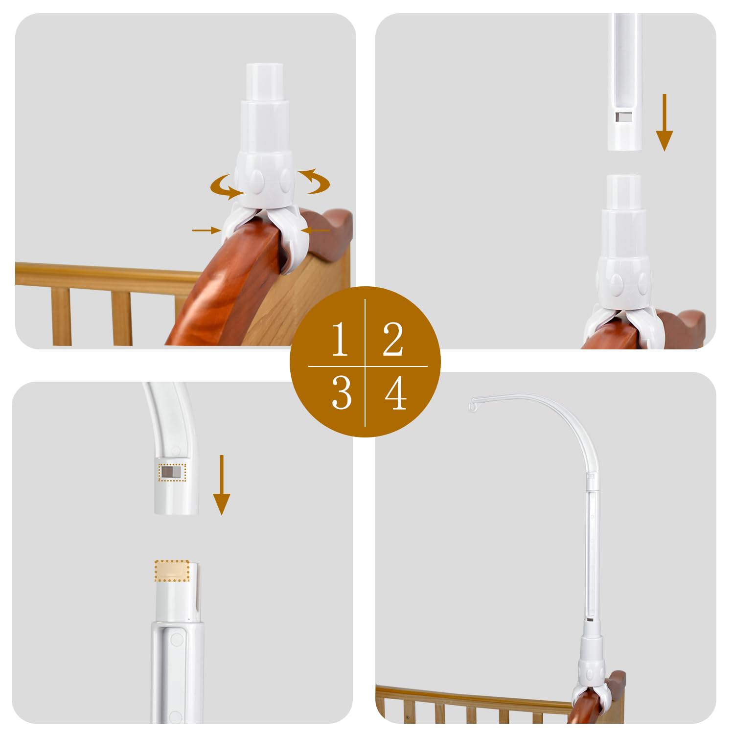 HLEEDUO DIY 23 inches Baby Crib Mobile arm Mobile arm for Crib Nursery Mobile arm Baby Mobile Hanger The Claw Part of The mmobile arm can be Swung up and Down by 30?.