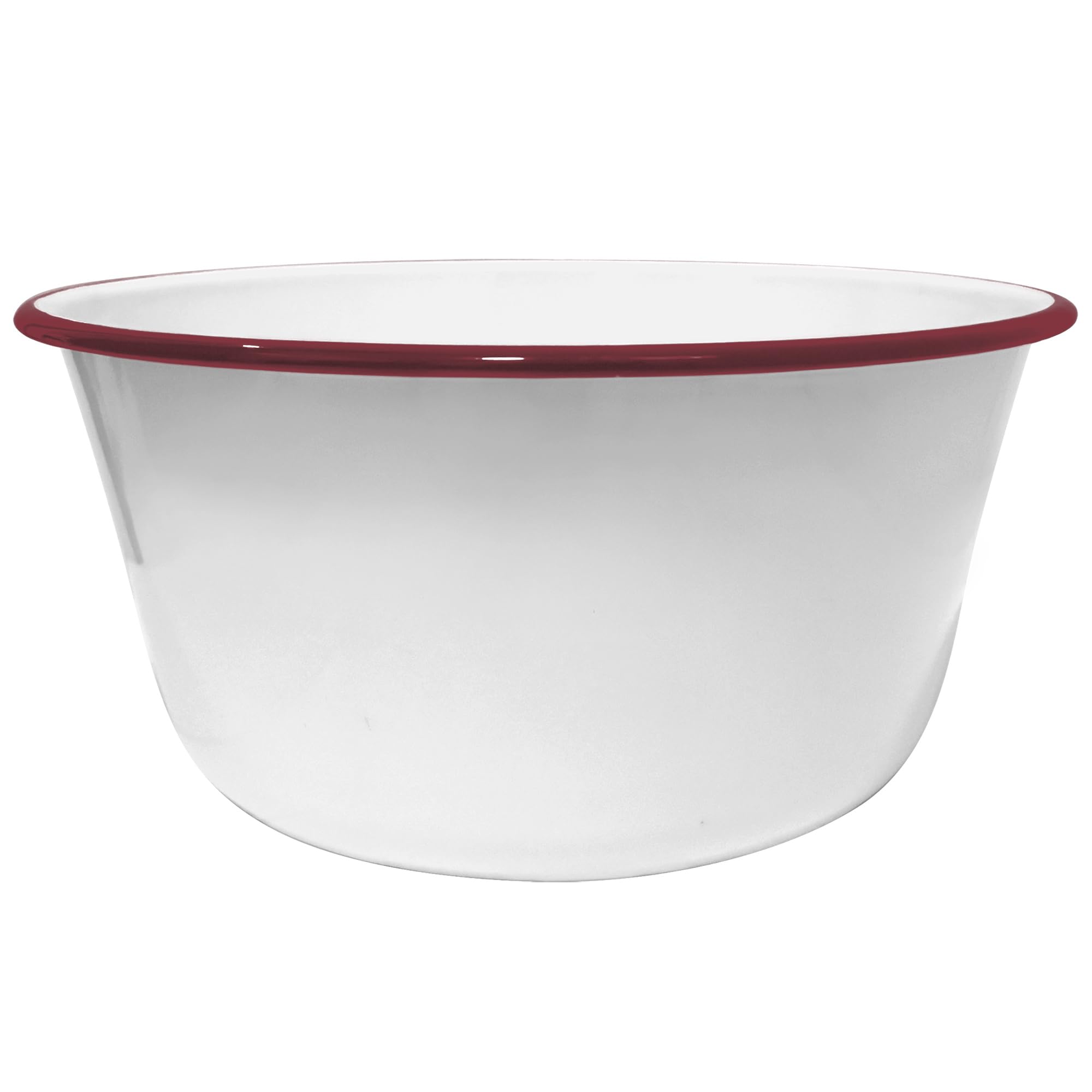 Large Mixing Bowl for Kitchen - Essential White Steel Dish with Red Trim for Salad  Batter  Cream - Great for Serving and Marinating - Dishwasher & Freezer Safe