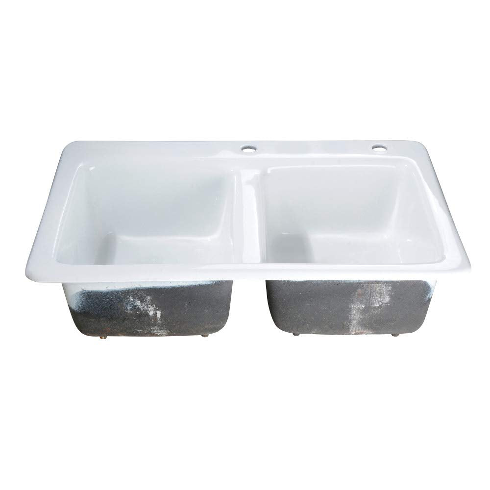 Kingston Brass GT33229D2 Petra Galley Drop-in Kitchen Sink, White
