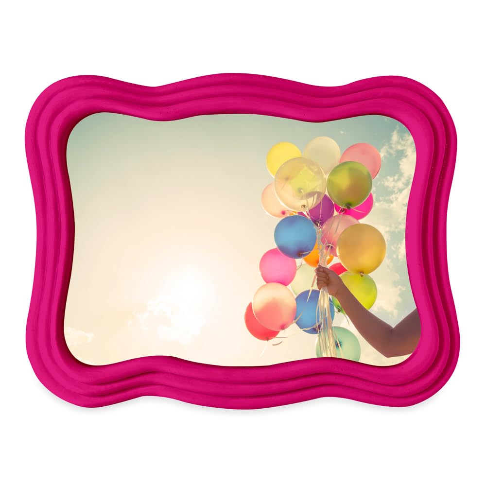 Isaac Jacobs 5x7 Fuchsia Curved Deco Frame for Tabletop and Wall Display, Decorative Art, Design, Home D  cor, Gift (5x7, Fuchsi