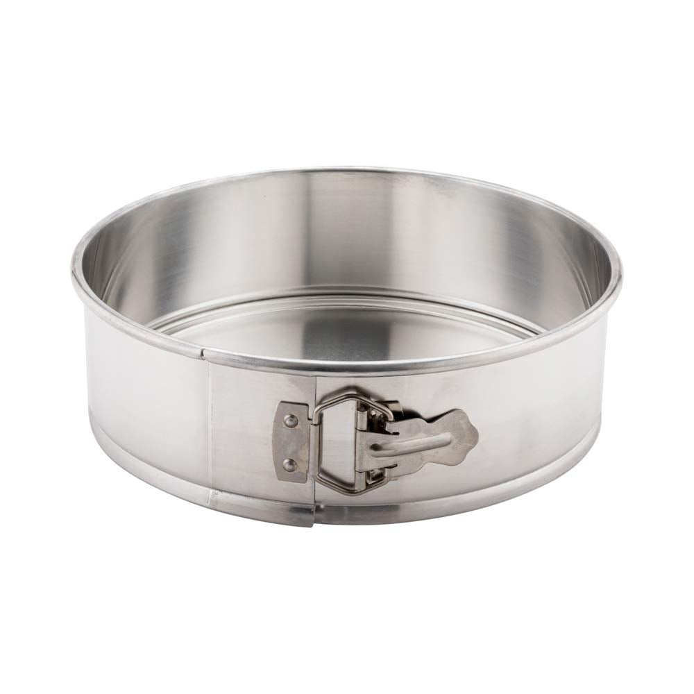 Restaurantware Met Lux 10 Inch Round Cake Pan 1 Springform Springform Pan - Removable Bottom Release Latch Silver Aluminum Chees