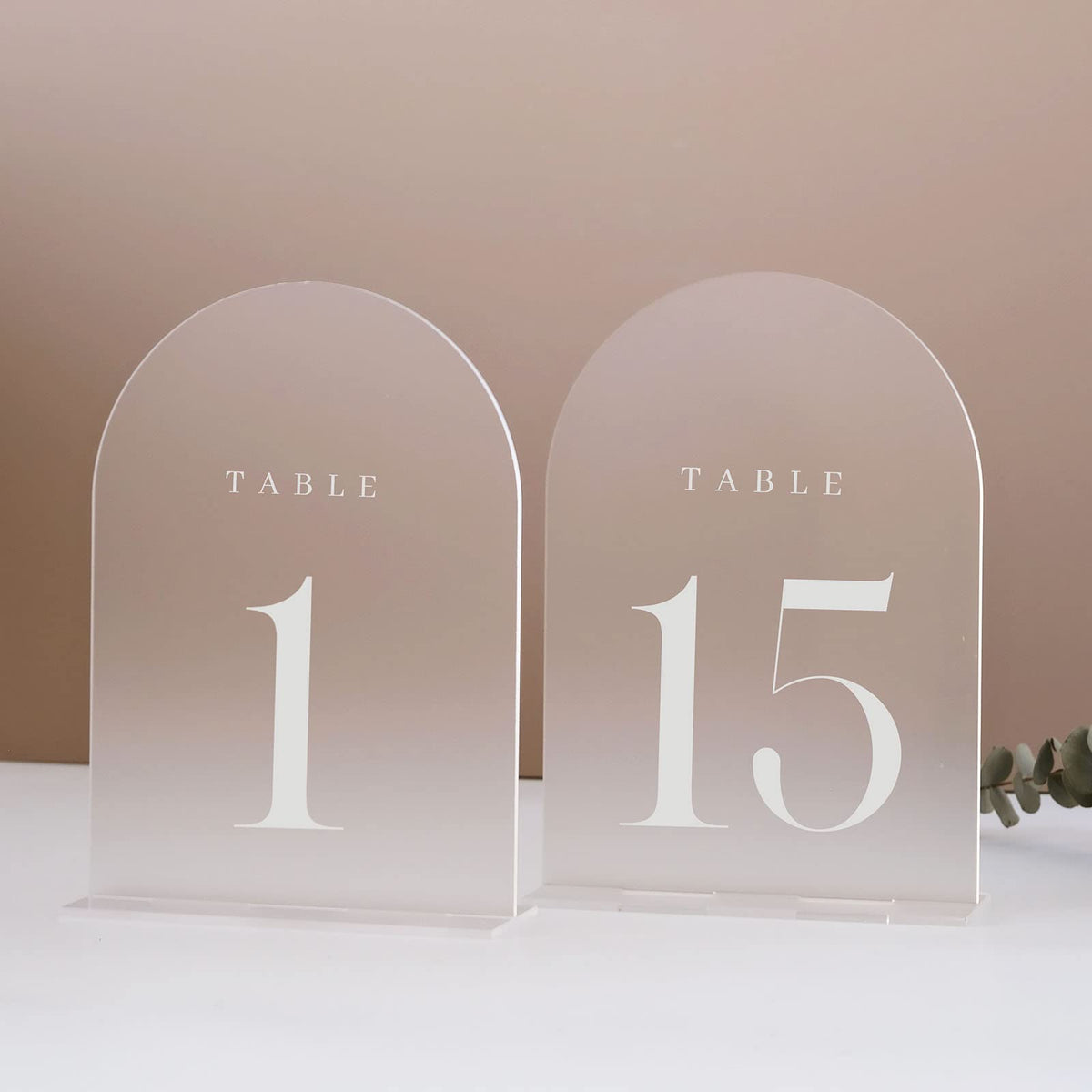 Jinmury Frosted Arch Table Numbers For Wedding, 15 Pack 5X7'' Frosted Arch Acrylic Table Signs With Holder Acrylic Table Numbers