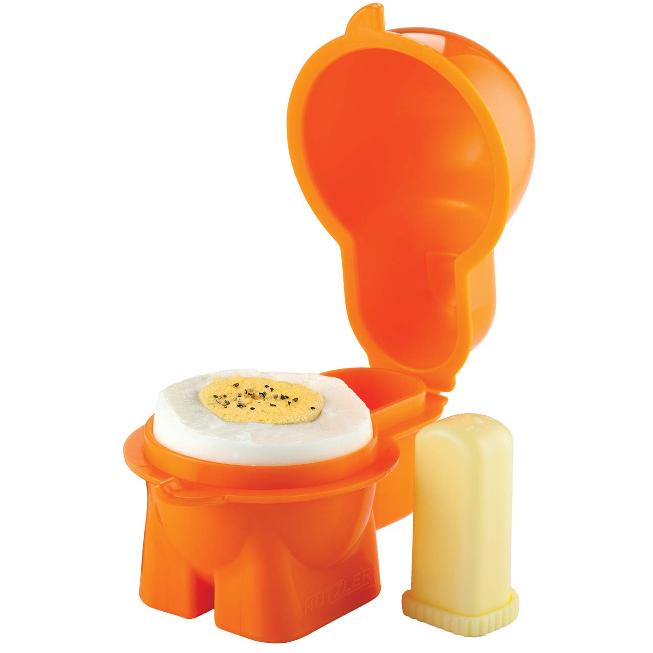 Hutzler Egg To-Go Snack Container With Spice Shaker, Orange
