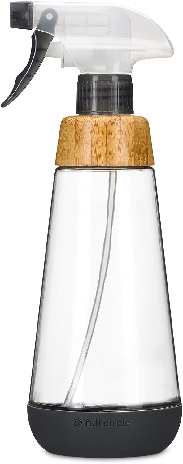 Full Circle Bottle Service - Refillable Glass Spray Bottle For Cleaning - Versatile Stream & Mist Options, Bamboo Details, Silic
