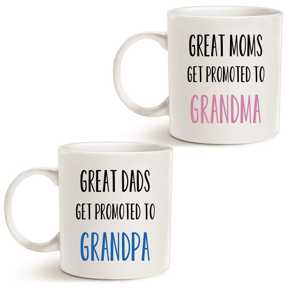 Mauag Funny Grandparent Coffee Mug Christmas Gifts, Great Moms/Dads Get Promoted To Grandma/Grandpa Best Birthday Gifts For Gran