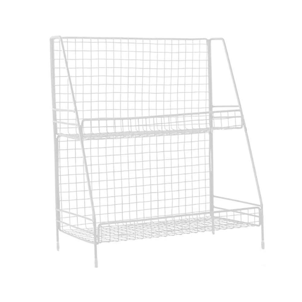 Indian Decor White 2Tier Metal Wire Basket Storage Organiser Rack For Kitchenware, Bathroom Cans, Foods Spice, Office