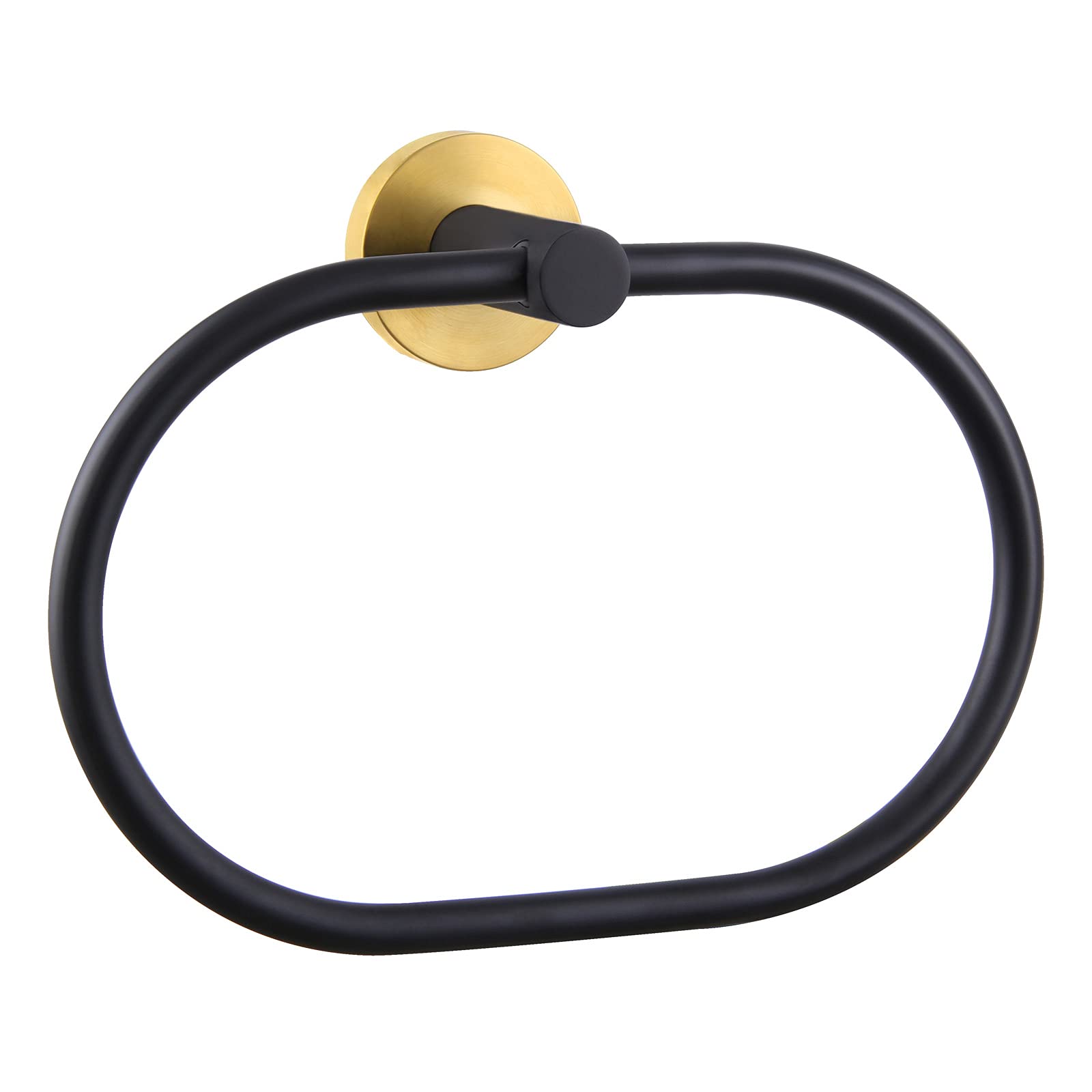 Swivel Towel Ring Black & Gold, Angle Simple Stainless Steel Hand Towel Rack, Bathroom Towel Holder For Wall