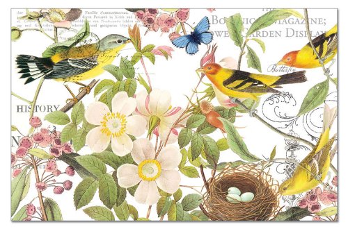 Counterart Botanical Birds 24 Sheet Premium Reusable Paper Placemat In Resealable Bag 17'' X 11'' Manufactured In The Usa