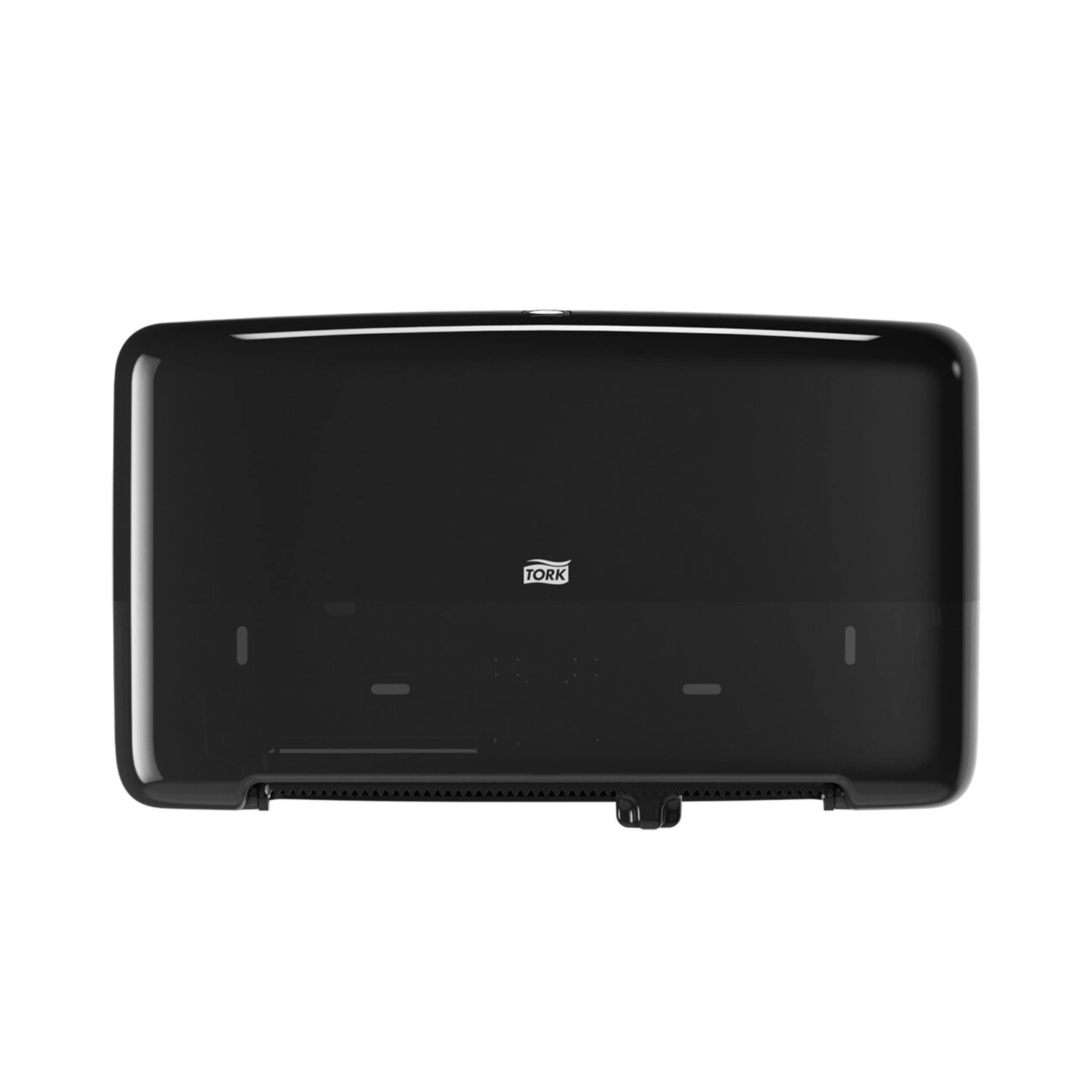 Tork Twin Mini Jumbo Toilet Paper Roll Dispenser Black T2, Protects Rolls, Elevation Range, 5555290