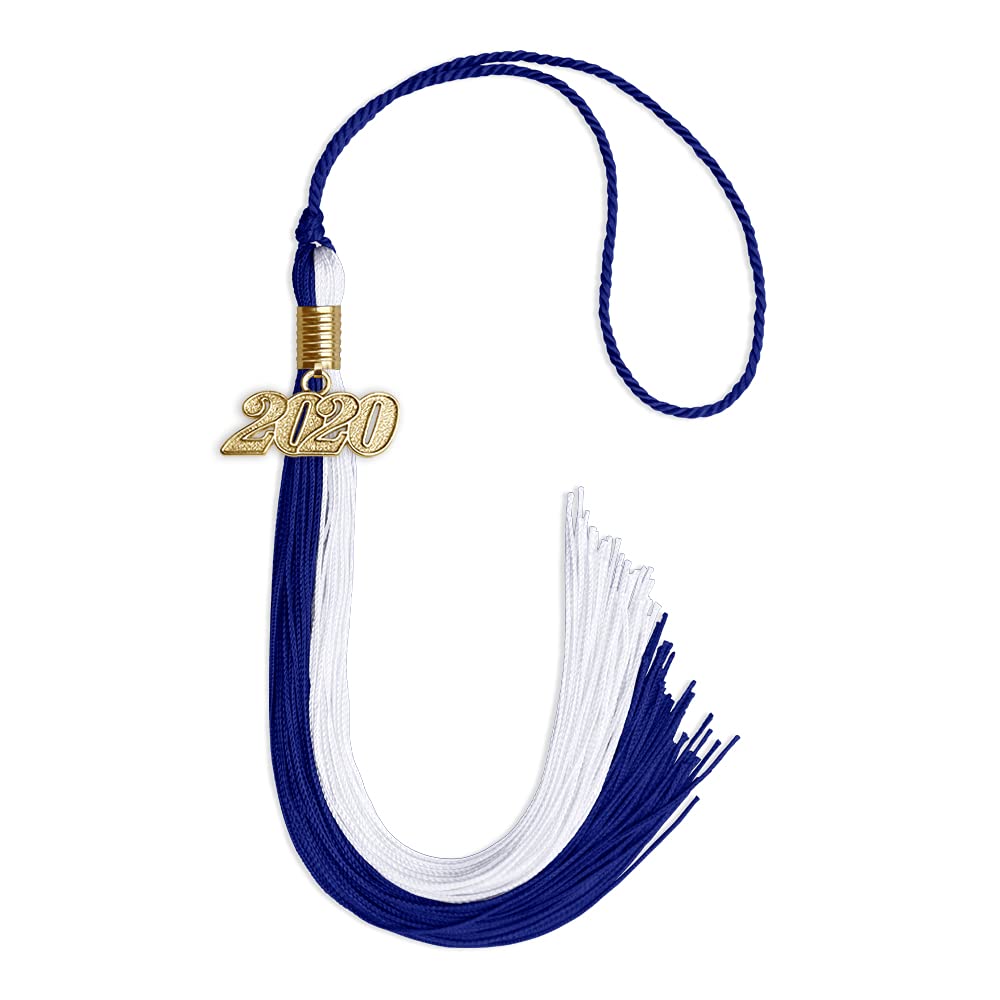 Endea Graduation Double Color Tassel with Gold Date Drop (Royal Blue/White, 2020)