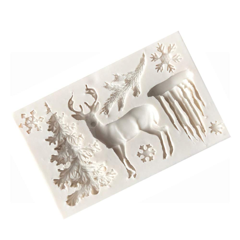 3D Xmas Christmas Cake Chocolate Mould Baking Mold Tree Snowman Silicone Fondant Shape (Grey)