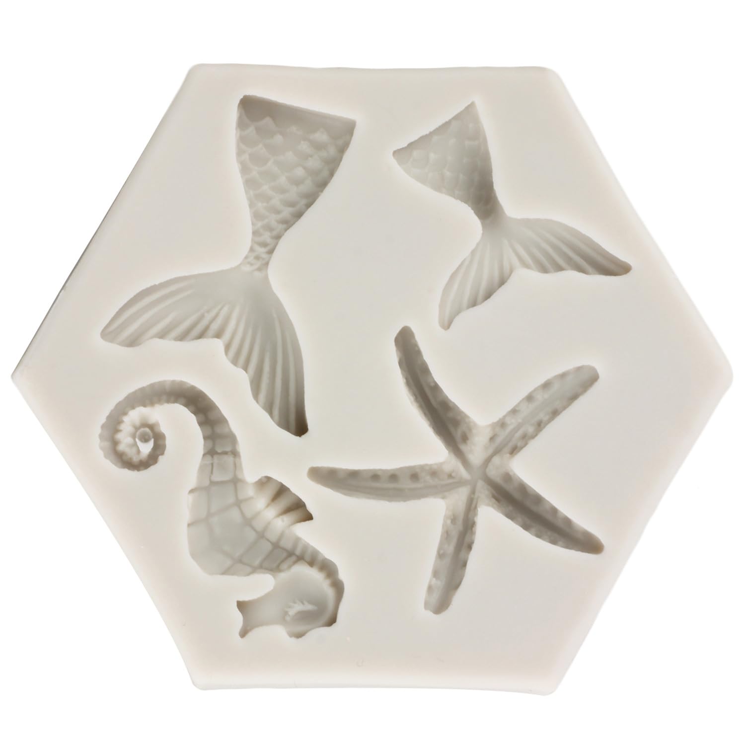 Mypracs Marine Theme Fondant Molds Seashell Conch Seahorse Starfish Mermaid Tail Silicone Mold For Sugar Cake Decoration Cupcake