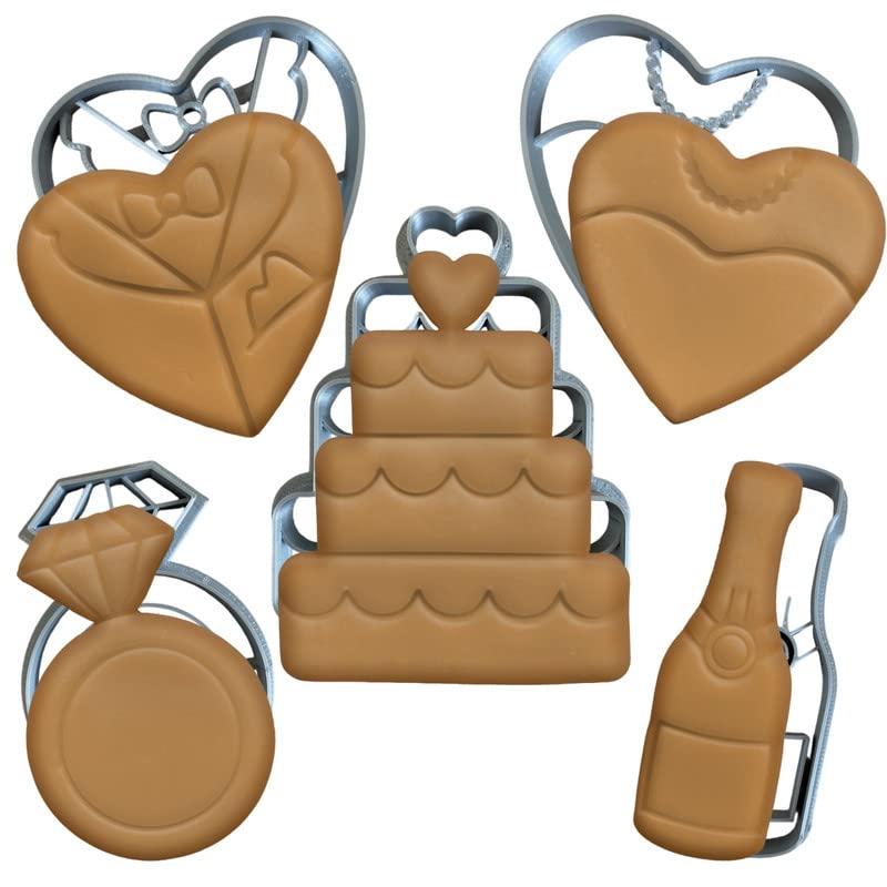 Moose Goods Set Of 5 Small Cookie Cutters - 3.5-Inch Cookie Cutters Shapes For Baking, Assorted Wedding Cookie Cutters Shapes, C