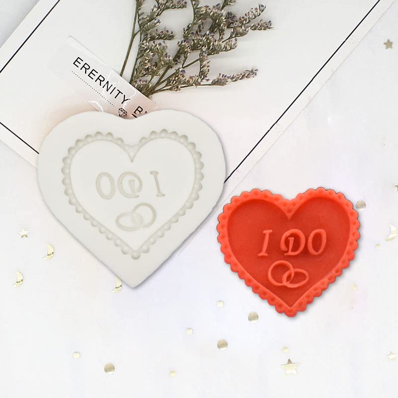 Cestony 2Pcs Valentine'S Day Wedding Heart Mr Mrs I Do Slogan Silicone Molds For Diy Cake Fondant Cupcake Biscuit Cookies Sugar