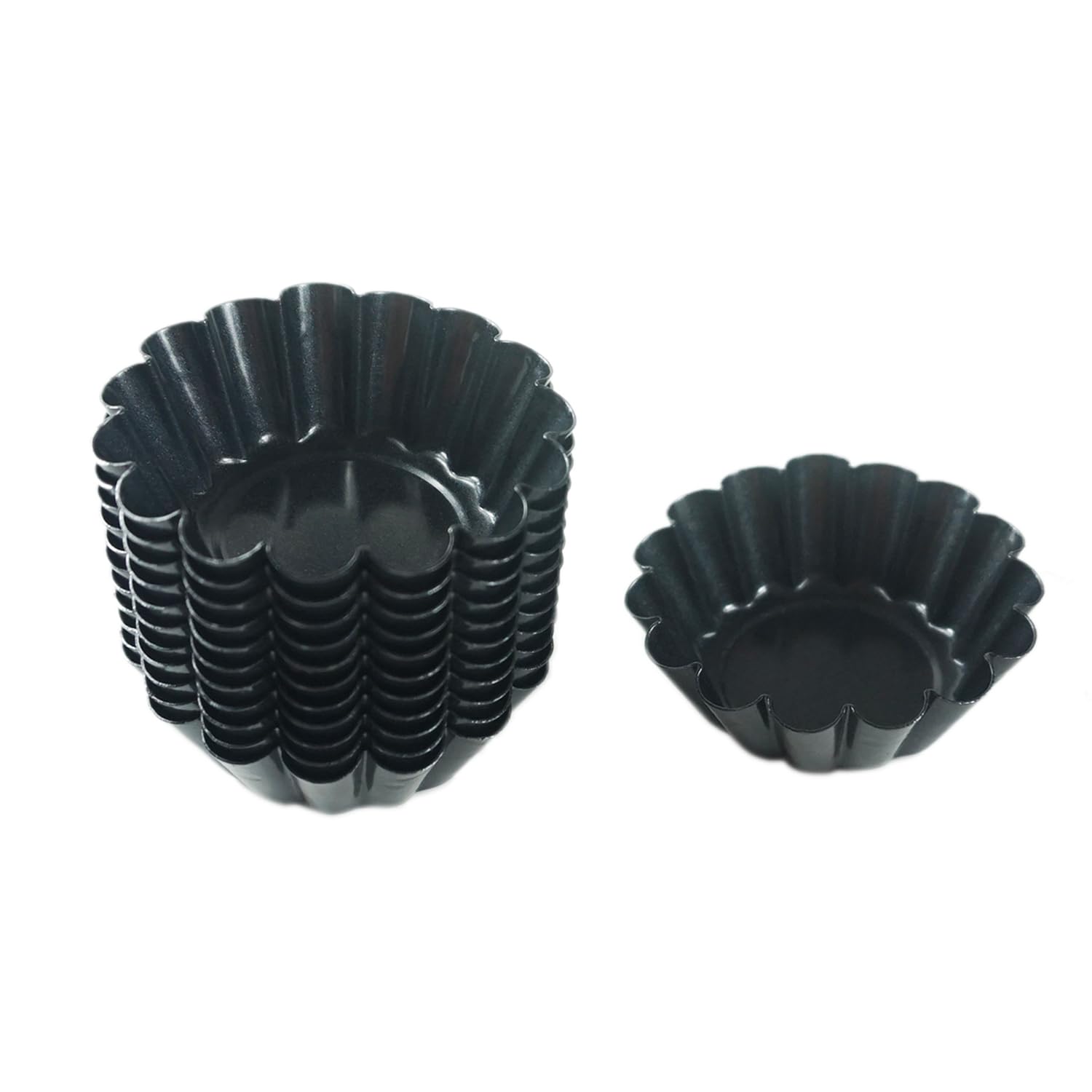 Lovedeal 12 Packs Egg Tart Molds, Mini Carbon Steel 2.6 Inch Egg Tart Pans, Non-Stick Reusable Egg Tart Shell, Cake Muffin Mold