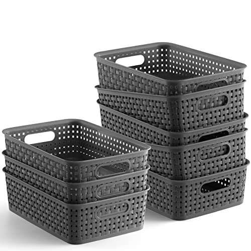 Netany [ 8 Pack ] Plastic Storage Baskets - Small Pantry Organization And Storage Bins - Household Organizers For Laundry Room,