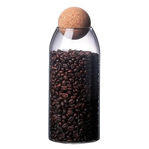 La Llareta glass Food Storage canister  1200ml42oz Storage container with Ball cork  clear glass Storage Jar  Sealed container canister  for Spices  Sugar  coffee  Biscuits  candies