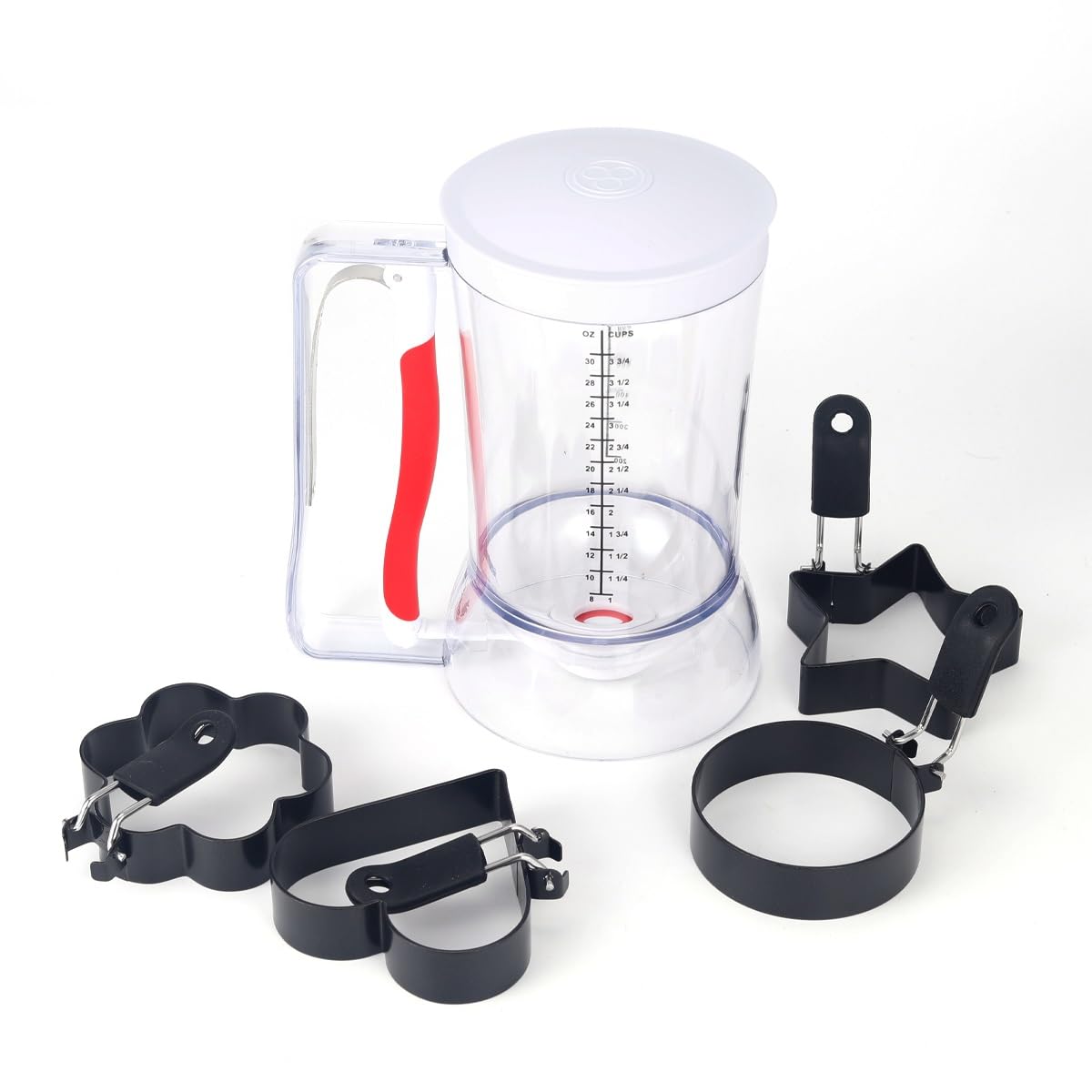 Pancake Batter Dispenser With Squeeze Handle For Precise Portion Control, Clear Measuring 4 Cup Batter Separator For Cookie Cake