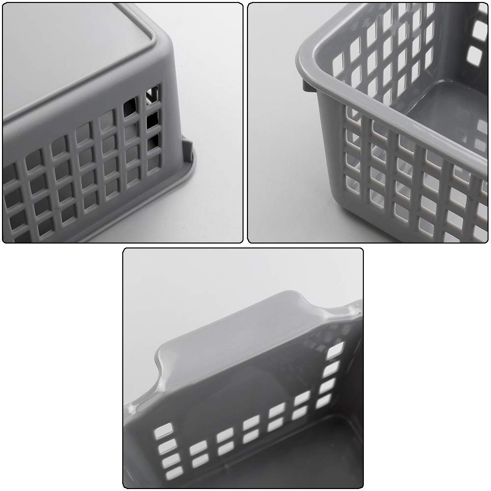 Nesmilers 6-Pack Slim Plastic Storage Baskets Bin, Rectangle Basket Set