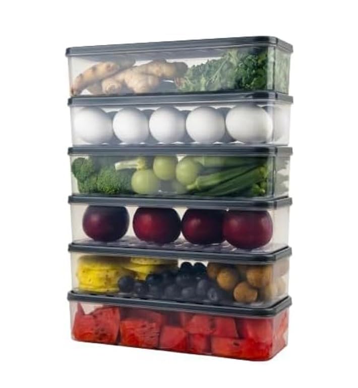 Riomax Fridge Storage Boxes Fridge Organizer With Removable Lid Stackable Fridge Storage Freezer Storage Containers For Fish, Me