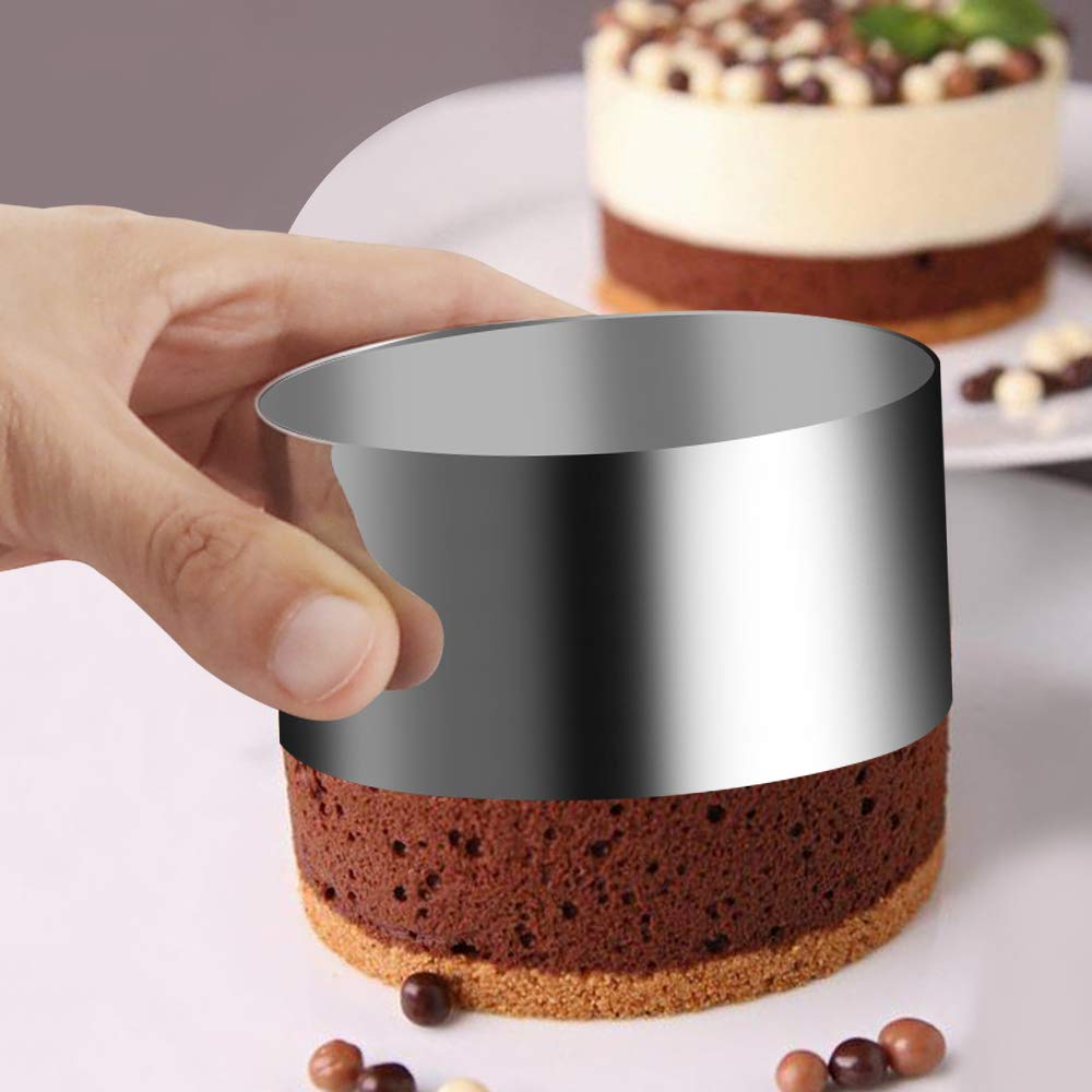 Gutsdoor 4 Pack Food Presentation Rings Stainless Steel Cake Rings Mold Small Baking Round Cooking Rings For Pastry, Cake, Mouss