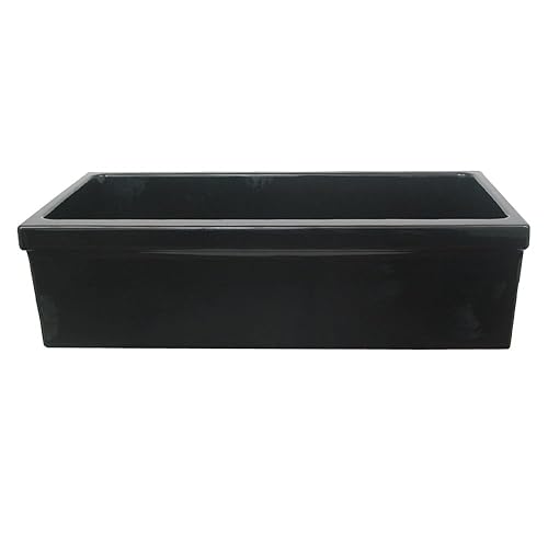 Whitehaus Whq536-Black Kitchen Sink 36 Quatro Alcove Fireclay Reversible Wdecorative 2 12 Lip On One Side & 2 Lip On Other Singl