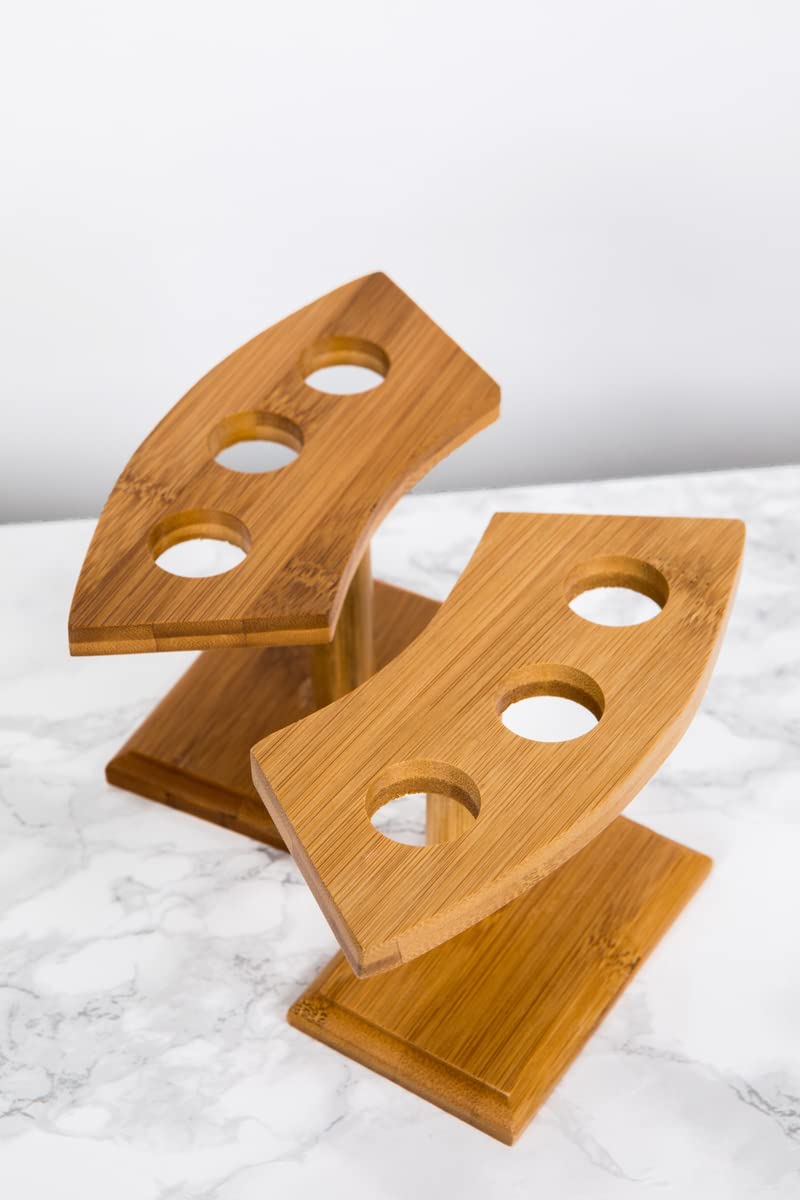 Packnwood 210Sbam3-3 Hole Bamboo Food Cone Stand And Temaki Display Bamboo Holder - Biodegradable Bamboo Cone Holder Stand - L 6