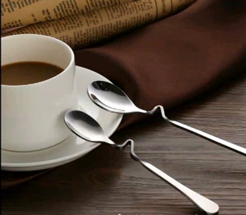 10Pcs Stainless Steel Honey Milk Coffee Mixing Spoons Teaspoon With Curved Handle - 7 Inch Long