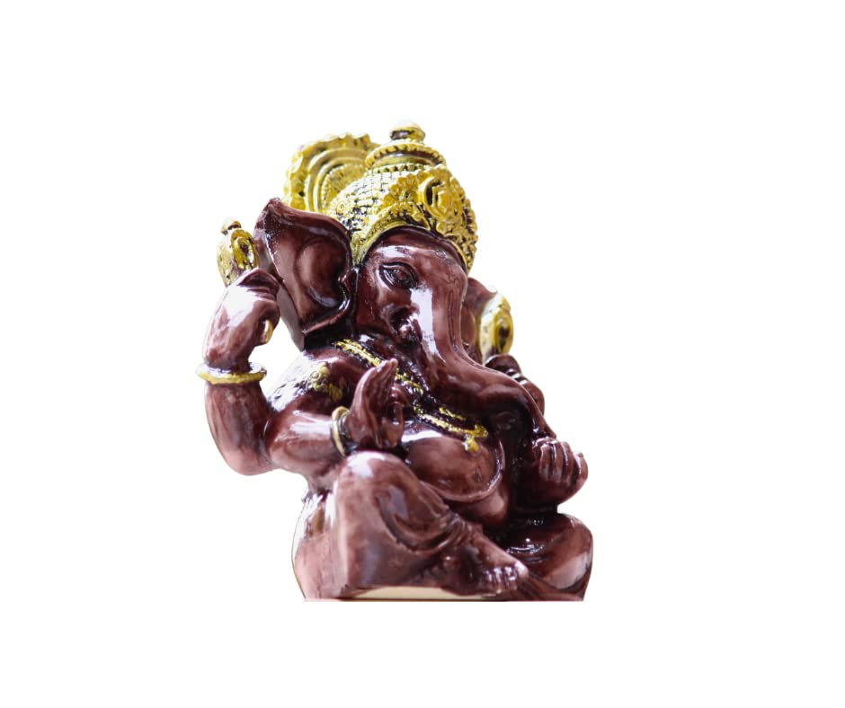 Miss Peach Polyresin Lord Ganesh ji Idol Showpiece Decorative Statue Murti for Home dcor,Gifts Items_ (Brown)