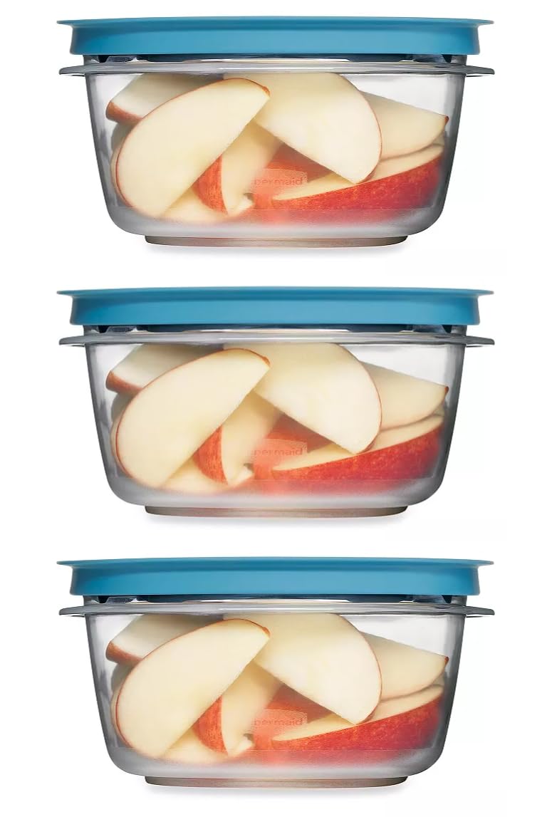 Utensilux Rubbermaid Storage Containers, Easy Find Lids, Turquoise, 9 And 14 Cup Set, Flex & Seal, Leak Proof Lids, Food Storage