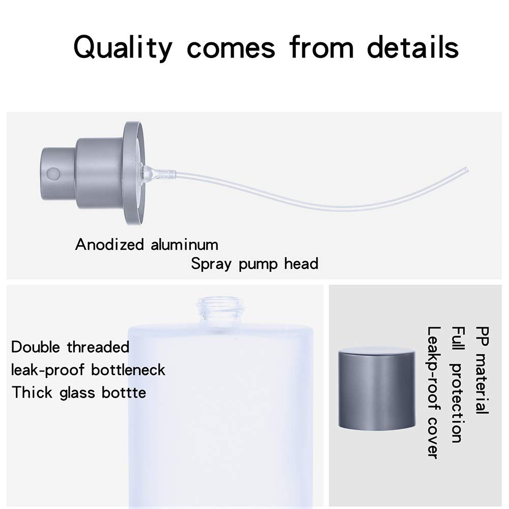 2 Pack 100Ml/3.38 Oz Empty Frosted Glass Spray Bottle Perfume Atomizer, Refillable Fine Mist Spray Empty Perfume Bottles With 4
