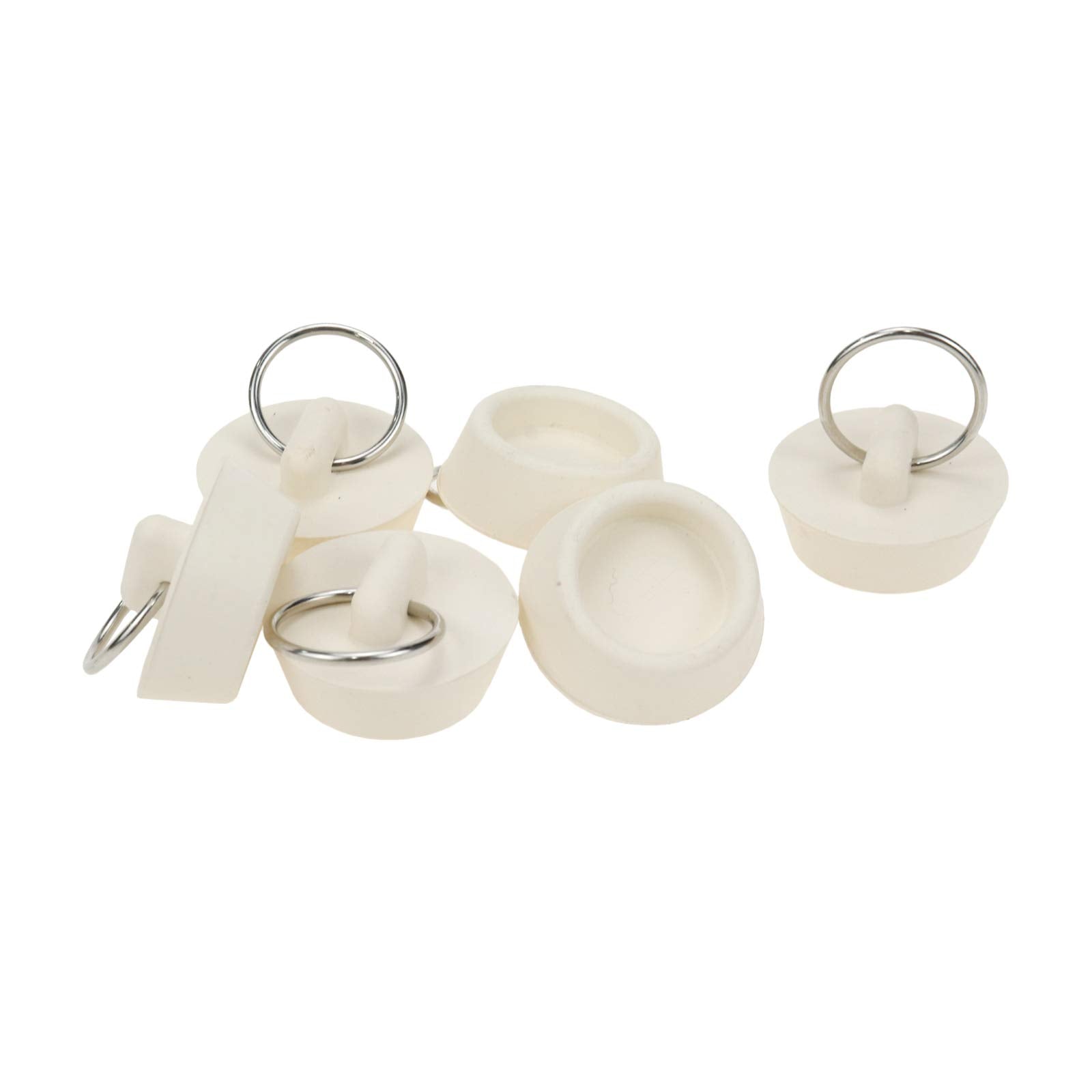 Semetall Drain Stopper 6 Pack 1-1/8'' Bath Plugs Rubber White Sink Plug With Hanging Ring For Bathtub,Bathroom,Kitchen