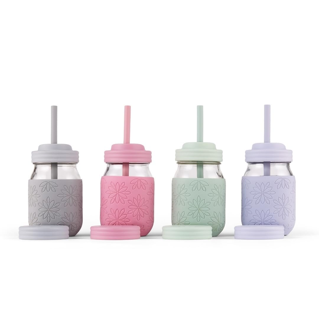 Elk and Friends Kids/Toddler 16oz Glass Mason Jars + Sleeves + Lids | 4pk