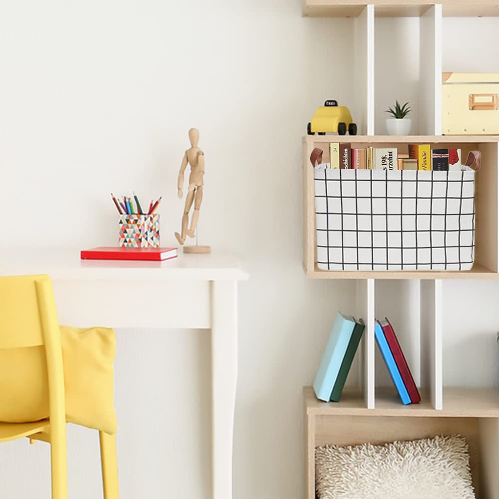 CLOCOR Rectangular Storage Basket, Collapsible Cute Pattern Storage Bin, Waterproof Coating Storage Box with Handles for Home Or