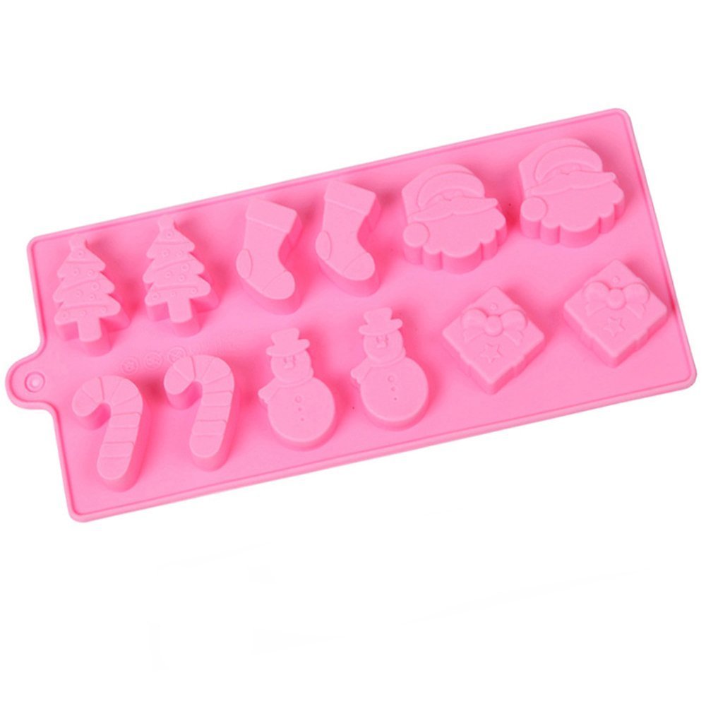 Megrocle 2 Pack 12-Cavity Christmas Silicone Candy Molds, Jelly Mold, Chocolate Mold And Ice Cube Trays - Reusable And Non-Stick