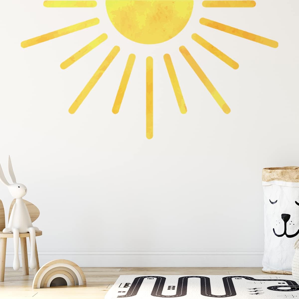 37 X37 Inch Boho Half Sun Wall Decals Removable Sunshine Wall Sticker Vinyl Peel And Stick Half Sun Decals Wall Art For Girls Ki