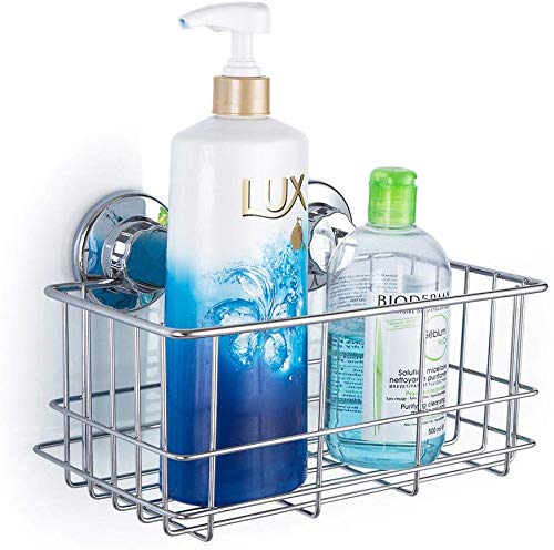 Sanno Suction Cup Shower Caddy Basket For Shampoo Combo Organizer Basket Stainless Steel Holder For Bathroom Storage