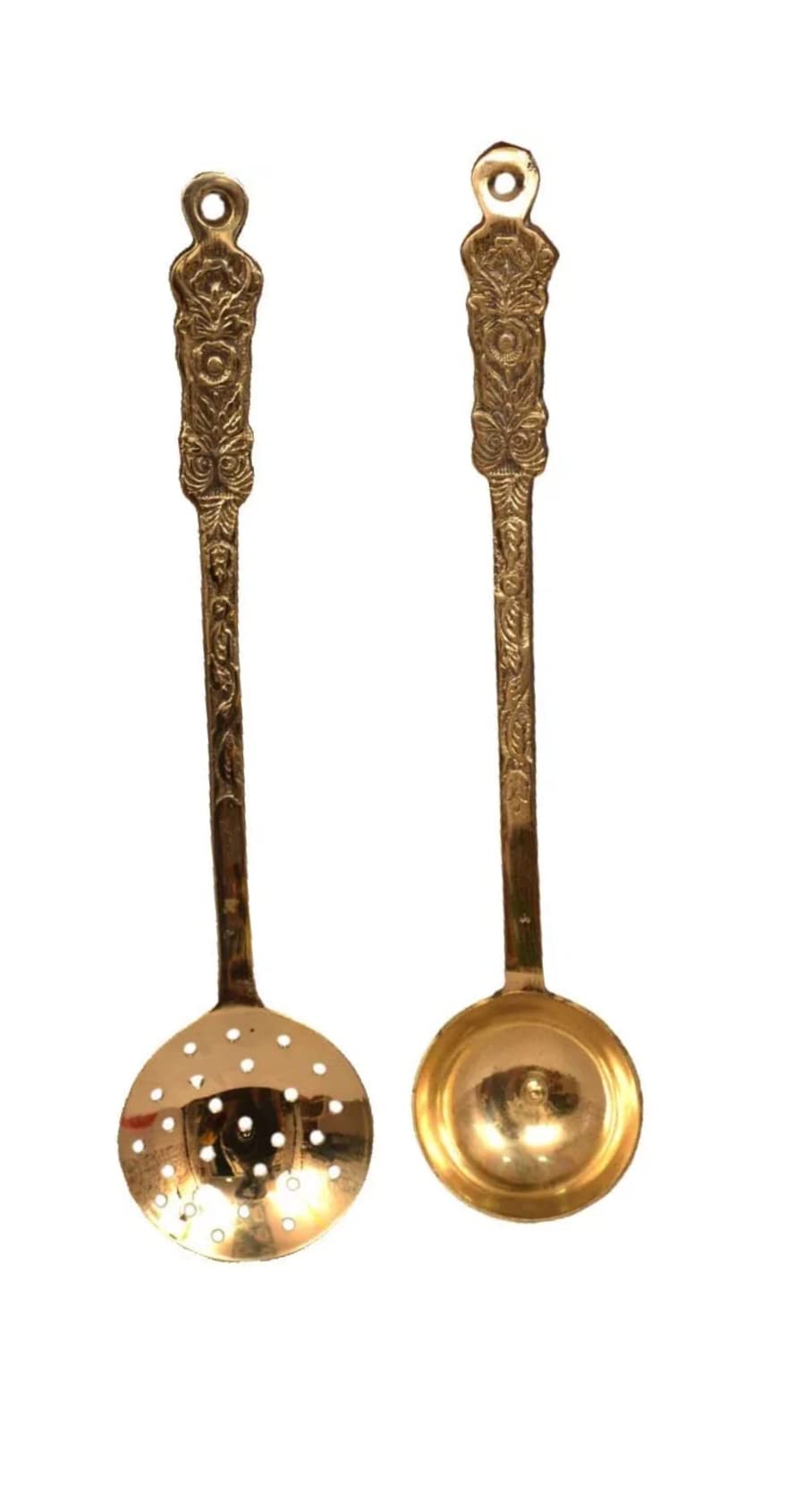 bona Fide Pure Brass Spoon golchi Spoon,palta Spoon,and Rice Serving Spoon,Set of 3 Cooking and Serving Spoon
