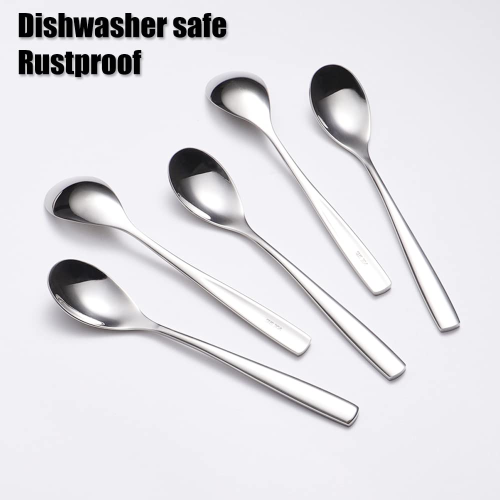 Wenkoni 6.1''Small Dessert Spoons, Yogurt Spoons,Coffee Spoons,Espresso Spoons,Ice Cream Spoons,18/8 (Sus 304) Stainless Steel S