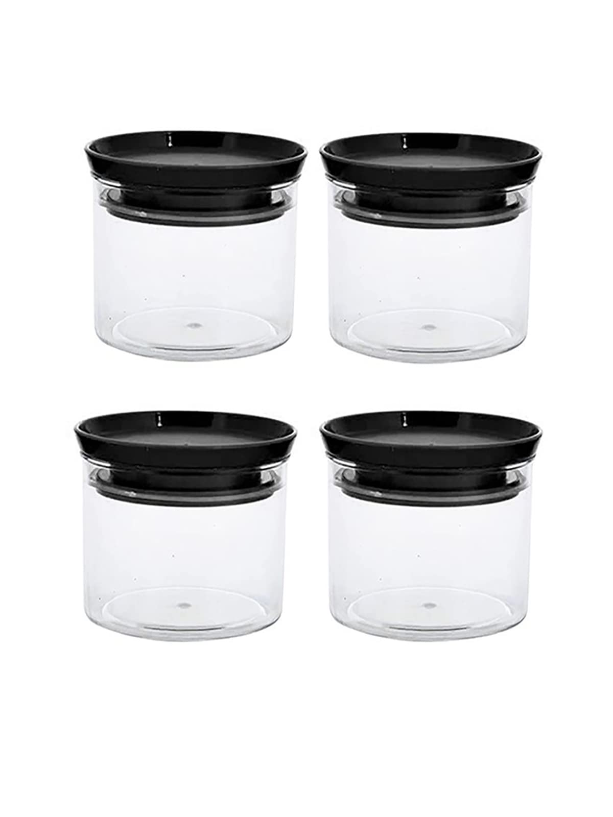 Hometales MultiPurpose Container 500Ml Each,Black Lid (4U)