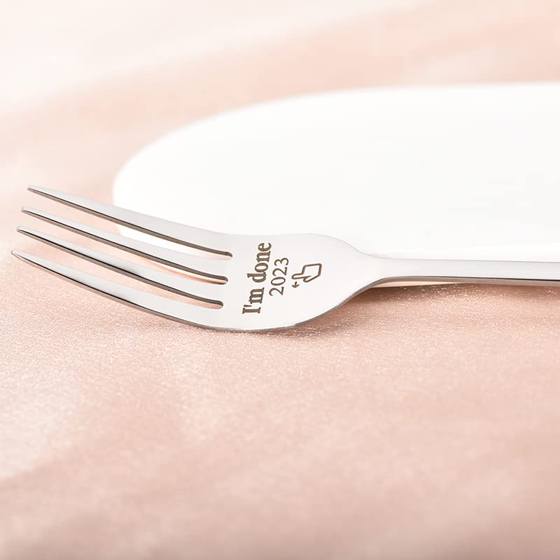Retirement Gifts Fork For Women Men I'M Done 2023 Forks For Coworkers Boss Colleague Christmas Birthday Gift For Dad Sister Funn