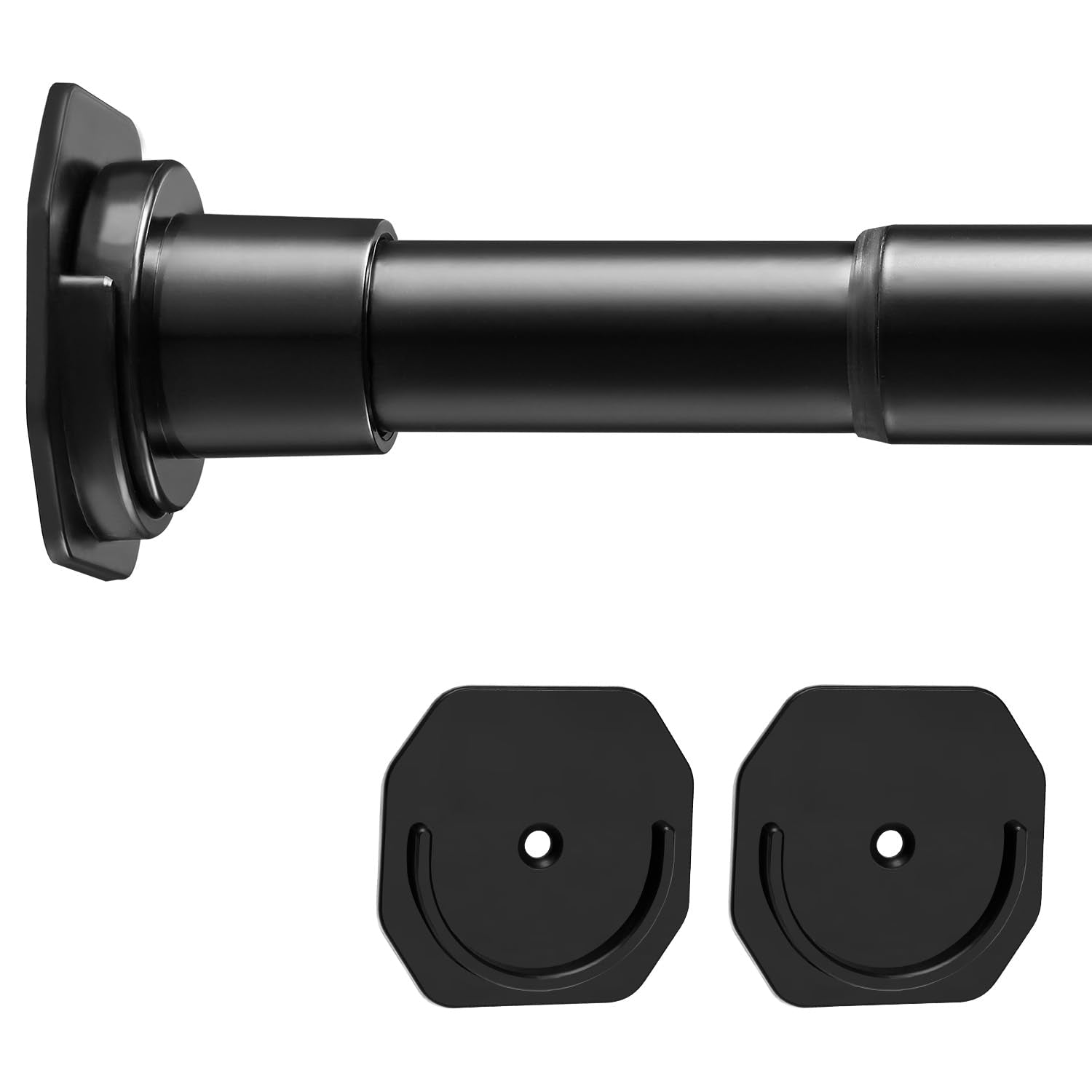 Luvenia Closet Rod Matte Black, 30 To 40 Inch No Drilling Adjustable Closet Rods For Hanging Clothes Heavy Duty Metal Closet Pol