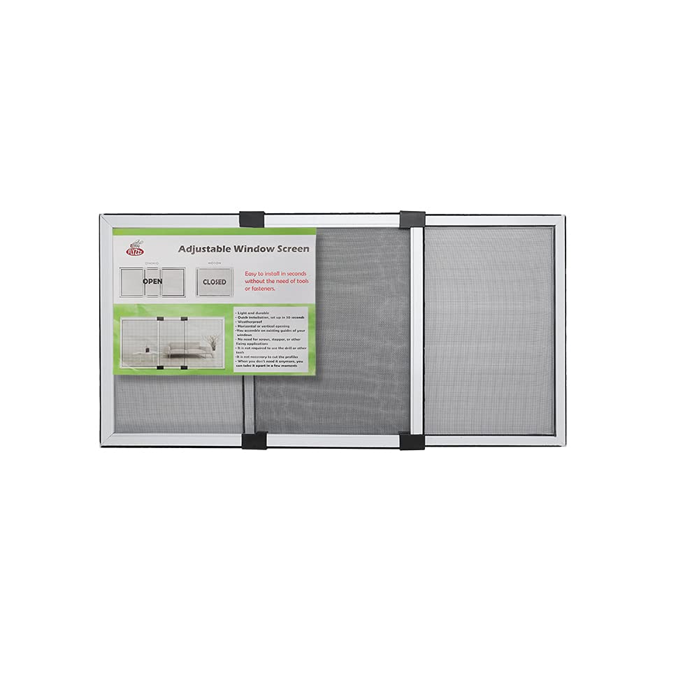 FLYZZZ Adjustable Window Screen Horizontal (19.68H x 28-52W) 1 Pack Expandable Window Screen Large Replacement for Home-New Condition