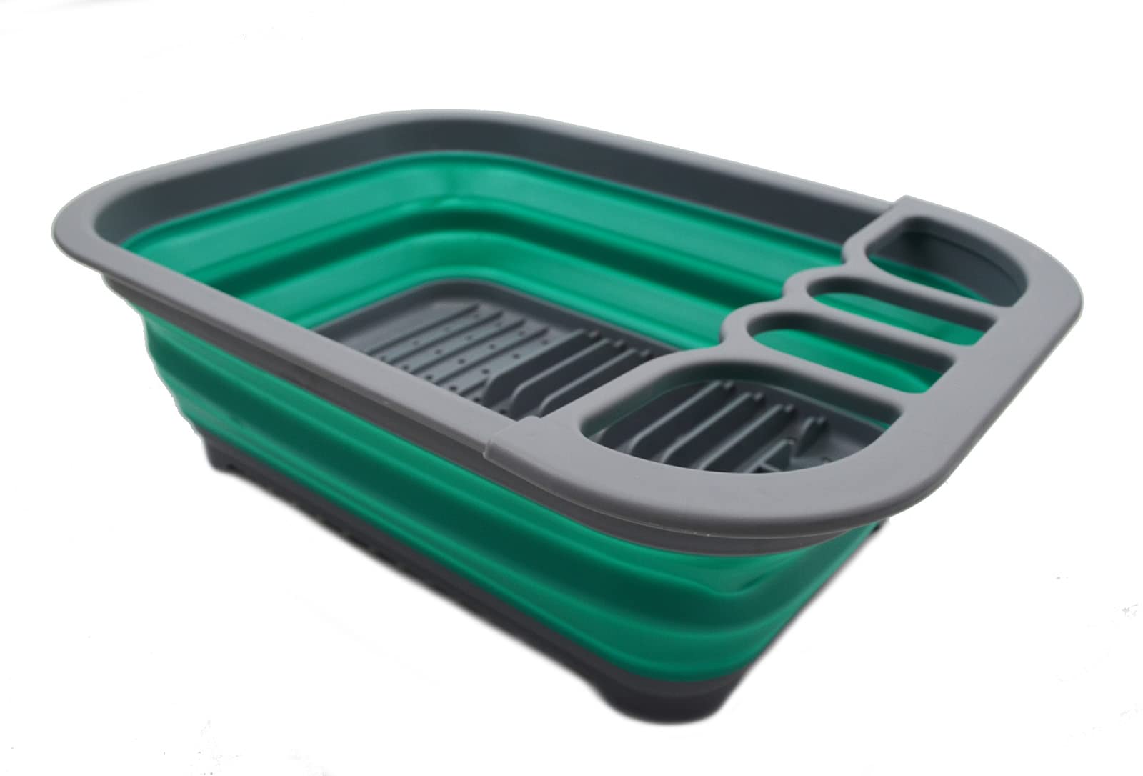 Sammart Collapsible Dish Drainer With Drainer Board - Foldable Drying Rack Set - Portable Dinnerware Organizer - Space Saving Ki