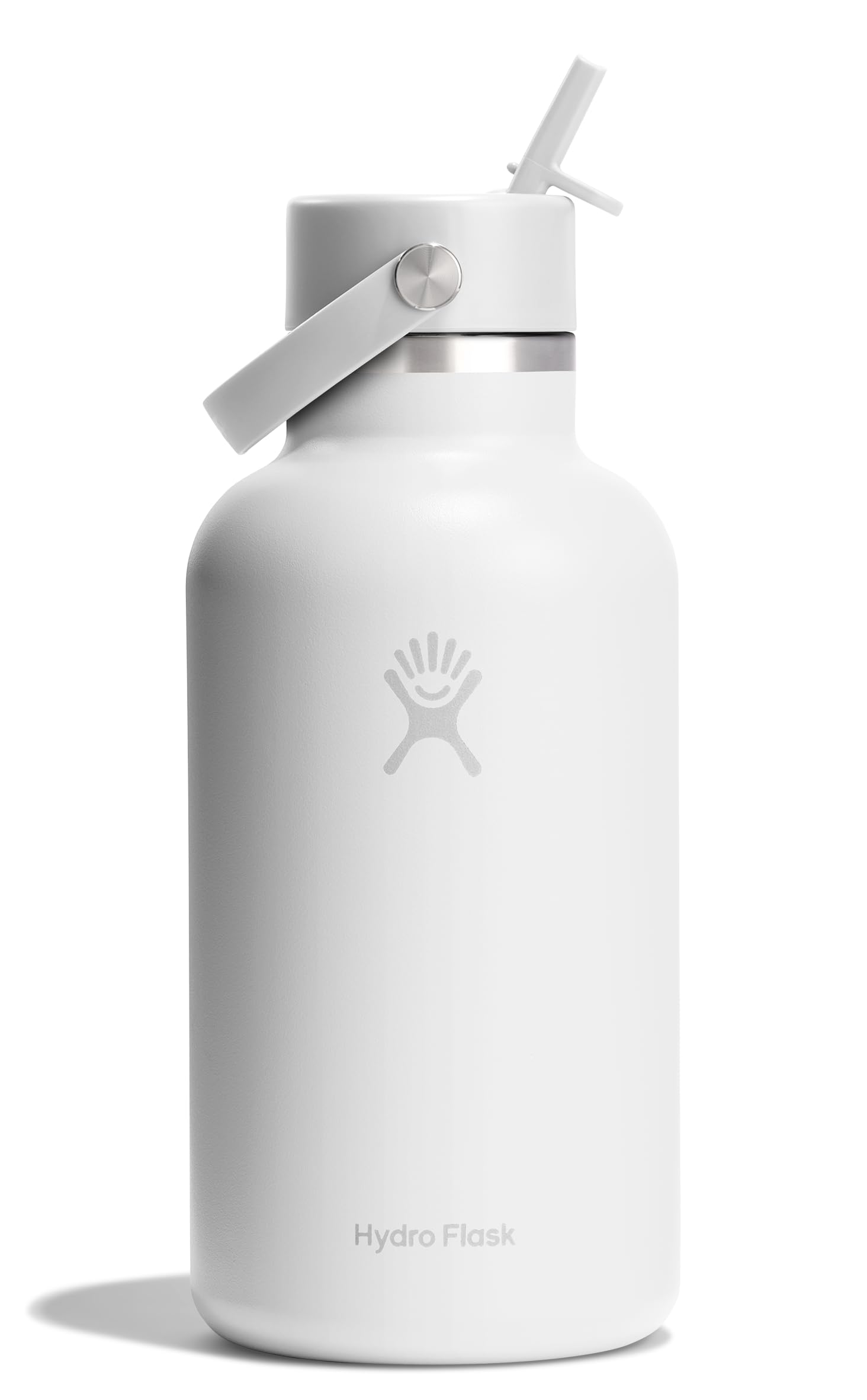 Hydro Flask Water Bottle - Insulated Stainless Steel - Wide Straw Lid, Non Spill, Leakproof in 64 Oz Tonal White
