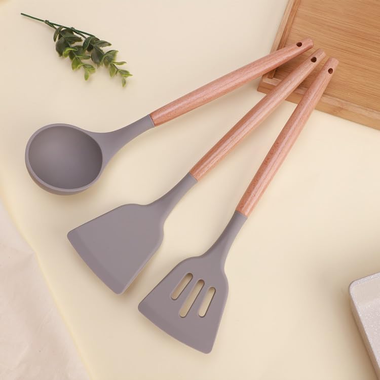 Lemon Tree Silicone Spatula Set Of 3 Stainless Steel Core | Heat Resistant Non Stick Flexible Kitchen Tools | Cooking Baking Mix