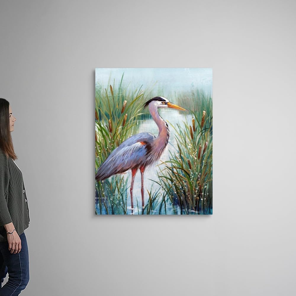 Canvas On Demand Marsh Heron I Canvas Wall Art Print By Tim O'Toole, Coastal, Contemporary, Home Decor, Animals, Bird Artwork, 3