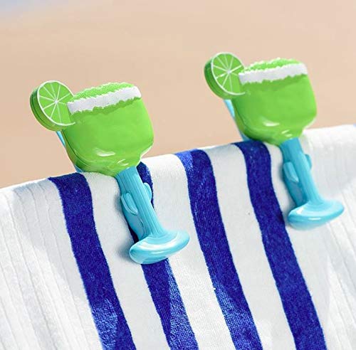O2Cool Bocaclips - Beach Towel Clips For Beach Chairs, Patio And Pool Accessories - (Margarita) 2 Count